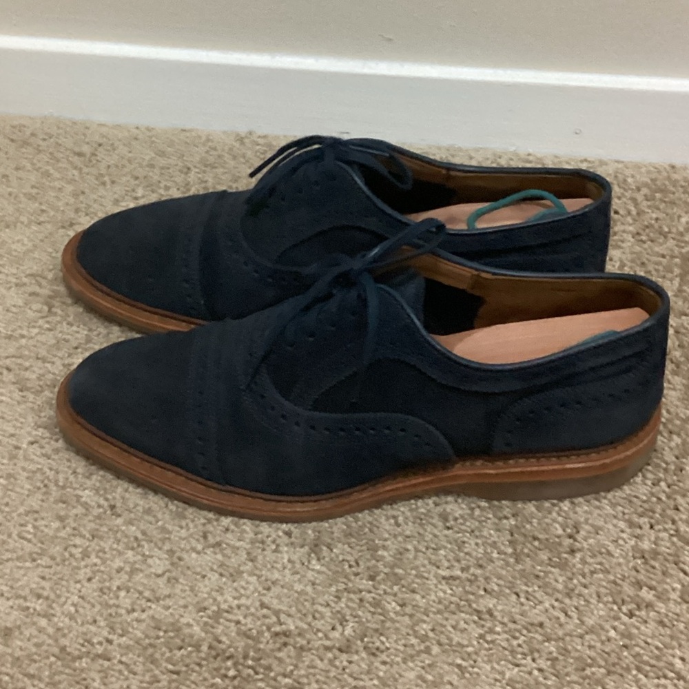 Allen Edmonds Navy Suede Wingtip Oxfords